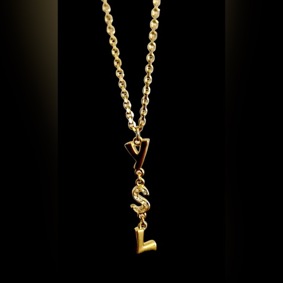 Yves Saint Laurent - 
 Genuine YSL Logo Chain Necklace with Rhinestones - Picture 4 of 6